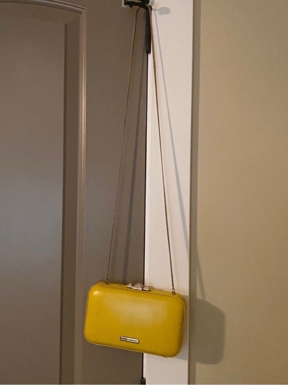 Rebecca Minkoff Yellow Box Clutch with Chain Strap
